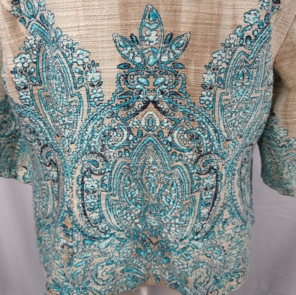 Catherines Textured Paisley Print Cotton Blazer 0X - Picture 6 of 8